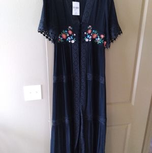 Fiesta cover up in black with floral embroidery- original tags- never been worn